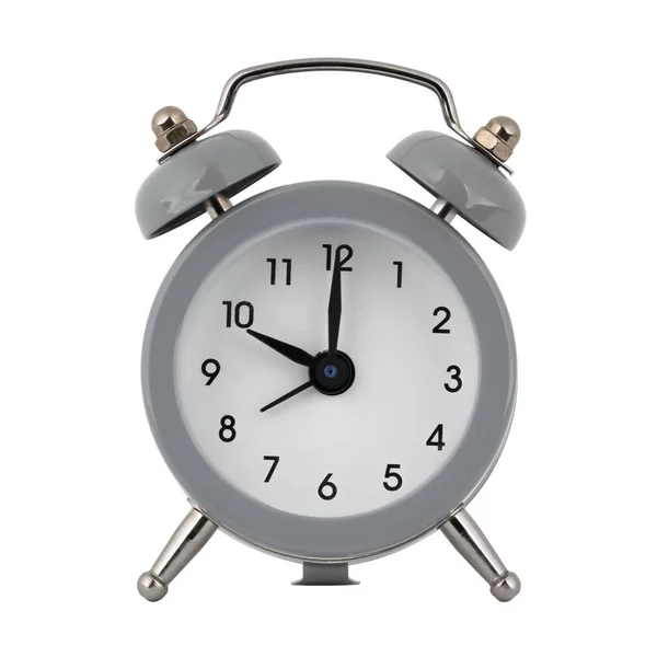 Gray Clock Alarm Clock White Background Arrows Showing Time Ten — Stock Photo, Image