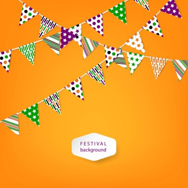 Renkli bayraklar Garland ile banner. Vektör çizim.