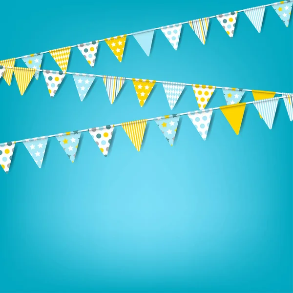 Banner Vacaciones Vectorial Con Guirnaldas Colores Banderas Fondo Celebración Para — Archivo Imágenes Vectoriales