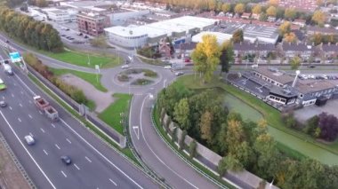 Karayolu, Sonbahar sezonu, Zwijndrecht, Hollanda havadan görünümü