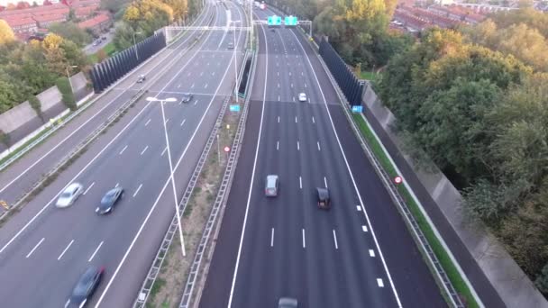 Εναέρια Άποψη Του Αυτοκινητοδρόμου Φθινοπώρου Zwijndrecht Ολλανδία — Αρχείο Βίντεο
