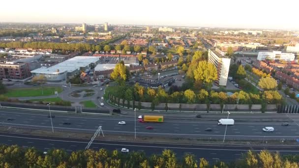 Luchtfoto Van Snelweg Herfst Seizoen Zwijndrecht Nederland — Stockvideo