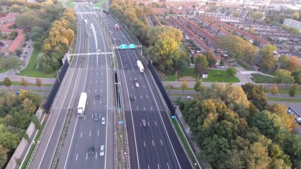Вид Воздуха Шоссе Осень Zwijndrecht Нидерланды — стоковое видео