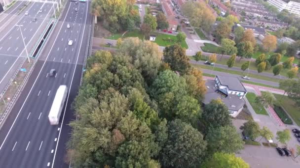 Aerial View Highway Autumn Season Zwijndrecht Netherlands — Stock Video
