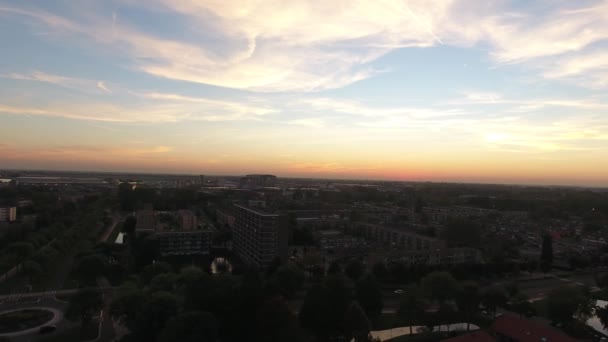 Αεροφωτογραφία Της Zwijndrecht Πόλης Ηλιοβασίλεμα Ολλανδία — Αρχείο Βίντεο