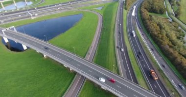 Karayollarının havadan görünümü, Rotterdam bölgesi, Hollanda