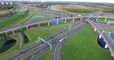 Karayollarının havadan görünümü, Rotterdam bölgesi, Hollanda