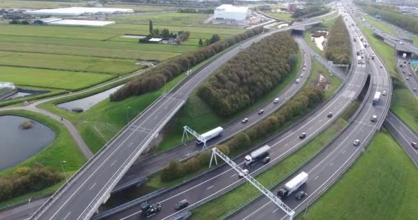 Karayollarının Havadan Görünümü Rotterdam Bölgesi Hollanda — Stok video