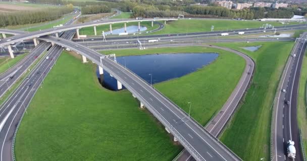 Aerial View Highways Rotterdam Area Netherlands — Stock Video
