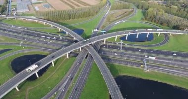 Karayollarının havadan görünümü, Rotterdam bölgesi, Hollanda