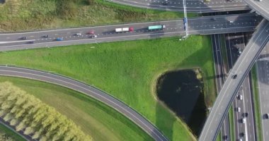 Karayollarının havadan görünümü, Rotterdam bölgesi, Hollanda