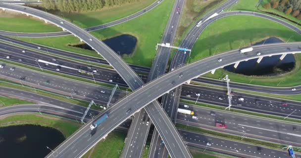 高速道路の航空写真 ロッテルダム地域 オランダ — ストック動画