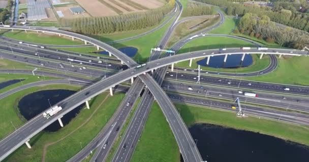 Karayollarının Havadan Görünümü Rotterdam Bölgesi Hollanda — Stok video