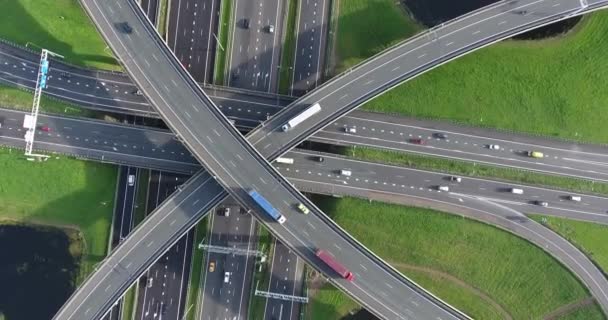 Luchtfoto Van Snelwegen Rotterdam Omgeving Nederland — Stockvideo