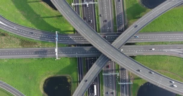 Vue Aérienne Des Autoroutes Rotterdam Pays Bas — Video