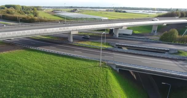 Vista Aérea Las Autopistas Zona Rotterdam Países Bajos — Vídeos de Stock