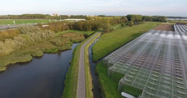 Antenn Skott Glasshouse Nederländerna — Stockvideo