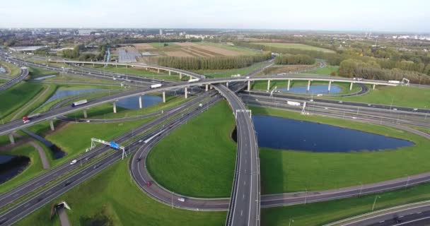 Vista Aérea Das Rodovias Roterdão Países Baixos — Vídeo de Stock