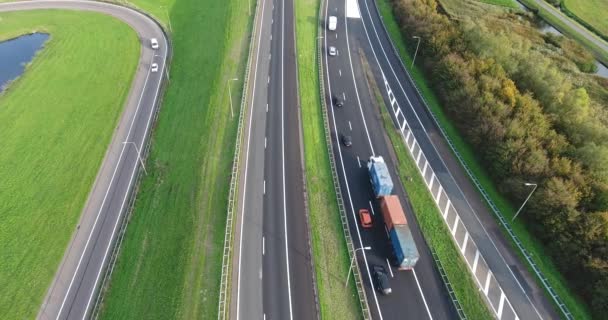 Vista Aérea Las Autopistas Zona Rotterdam Países Bajos — Vídeos de Stock