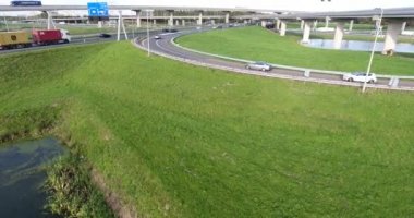 Karayollarının havadan görünümü, Rotterdam bölgesi, Hollanda