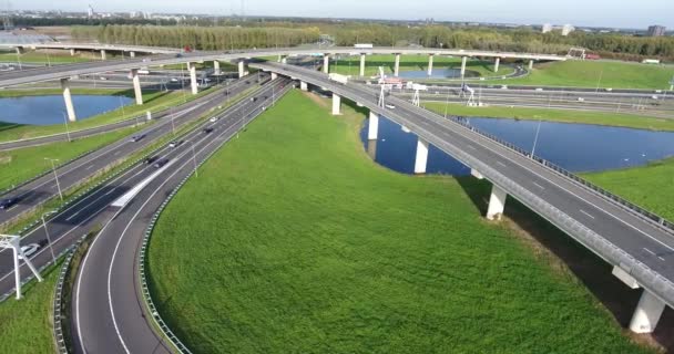 Vue aérienne des autoroutes, Rotterdam, Pays-Bas 