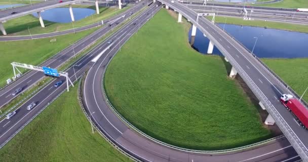 高速道路の航空写真 ロッテルダム地域 オランダ — ストック動画