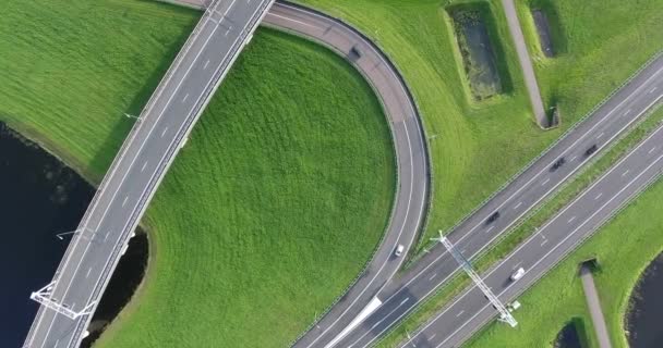 Flygbild Över Motorvägar Rotterdam Området Nederländerna — Stockvideo