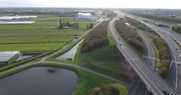 Luchtfoto Van Snelwegen Rotterdam Omgeving Nederland — Stockvideo