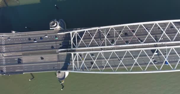Niuewe Mass Nehri Nin Havadan Görünümü A16 Otoyolu Köprüsü Rotterdam — Stok video