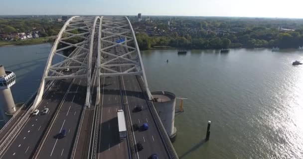 Vista Aérea Niuewe Mass River Ponte A16 Roterdão Países Baixos — Vídeo de Stock