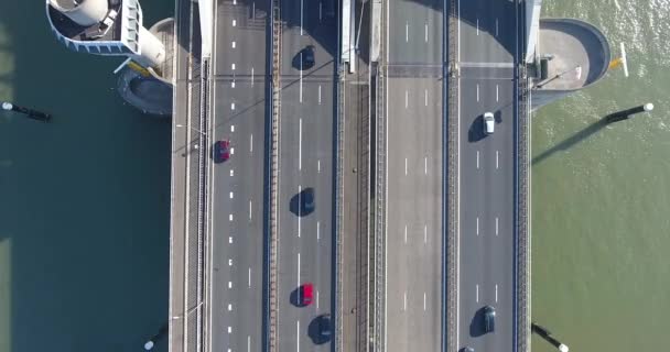 Vista Aérea Del Niuewe Mass River Autopista A16 Puente Rotterdam — Vídeo de stock