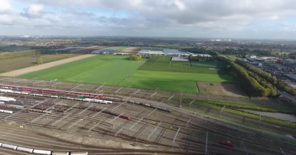 Vista Aérea Trenes Cruce Ferroviario Zwijndrecht Países Bajos — Vídeos de Stock