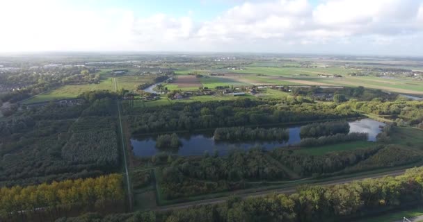 Luftutsikt Över Naturen Höstlandskap Park Träd Sjö — Stockvideo