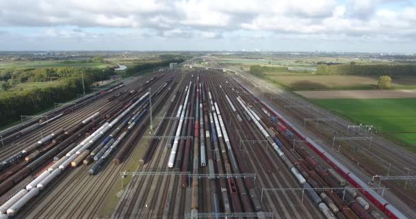 Vista Aérea Trenes Cruce Ferroviario Zwijndrecht Países Bajos — Vídeos de Stock