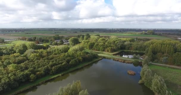 Vue Aérienne Nature Automne Paysage Parc Arbres Lac — Video