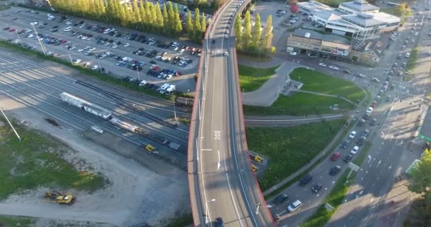 Routes Dordrecht Vue Aérienne Depuis Zone Pont Pays Bas — Video