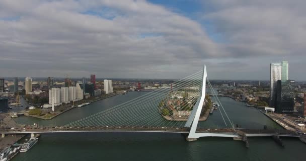 Vista Aerea Del Ponte Erasmus Città Rotterdam Paesi Bassi — Video Stock