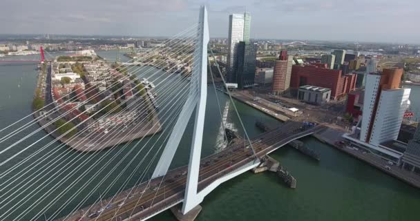 Vista Aérea Ponte Erasmus Cidade Roterdão Países Baixos — Vídeo de Stock