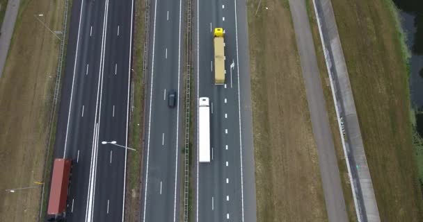 Widok Lotu Ptaka Autostrady A16 Jesienny Pochmurny Sezon Zwijndrecht City — Wideo stockowe