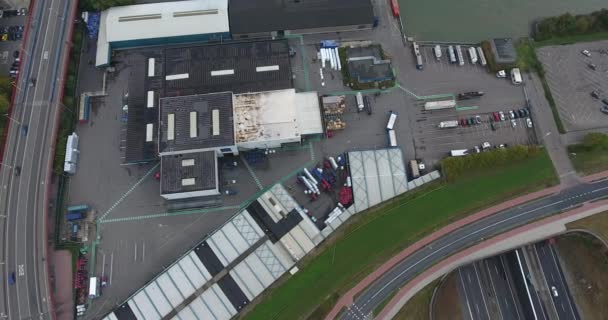 Luchtfoto Van Wegen Industriegebied Dordrecht Nederland Herfst Bewolkt Seizoen — Stockvideo