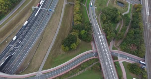 Aerial View Roads Industrial Area Dordrecht Netherlands Autumn Cloudy Season — Stock Video