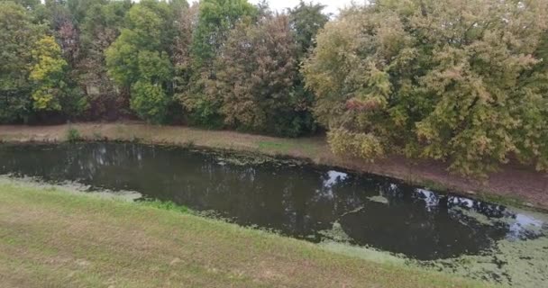 Luftaufnahme Des Stadtparks Herbstzeit Zwinjdrecht Niederlande — Stockvideo