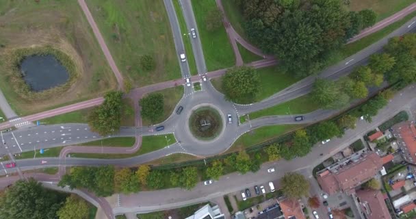 Top Aerial Widok Rondo Road Dordrecht Holandia — Wideo stockowe