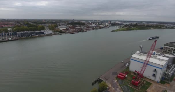 Vue Aérienne Grue Industrielle Dans Port Dordrecht Pays Bas — Video