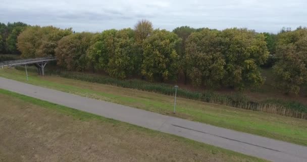 Letecký Pohled Městský Park Pěší Oblastí Čas Podzimní Sezóny Zwinjdrecht — Stock video