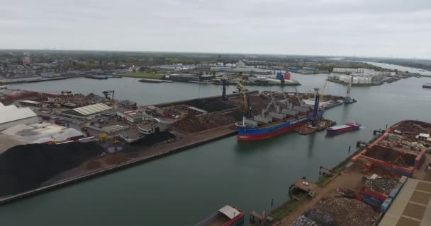 Vista Aérea Del Puerto Zona Reciclaje Industrial Dordrecht Países Bajos — Vídeos de Stock