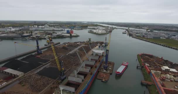 Vista Aérea Porto Área Reciclagem Industrial Dordrecht Países Baixos — Vídeo de Stock