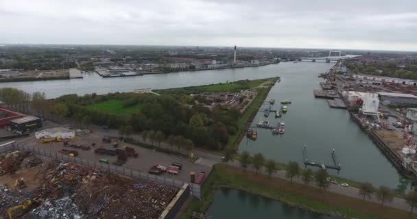 Ipari Újrahasznosítási Területre Vonatkozó Kikötői Kilátás Dordrecht Hollandia — Stock videók