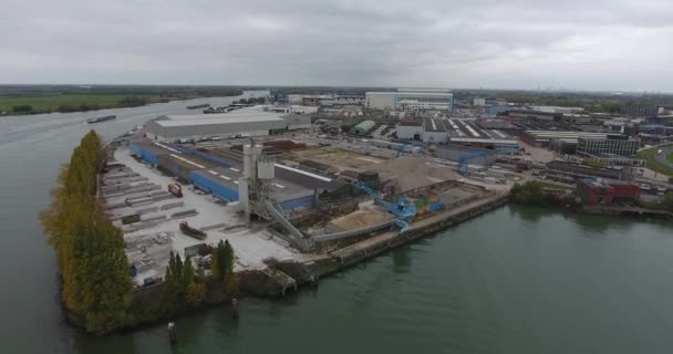 Widok Lotniczy Portu Przemysłowej Strefy Recyklingu Dordrecht Holandia — Wideo stockowe