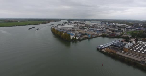 Endüstriyel Geri Dönüşüm Alanı Limanının Havadan Görünümü Dordrecht Hollanda — Stok video